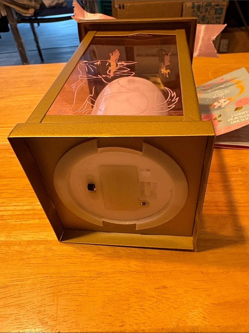 Disney Gold Lantern with Pink Ribbon and LED Candle